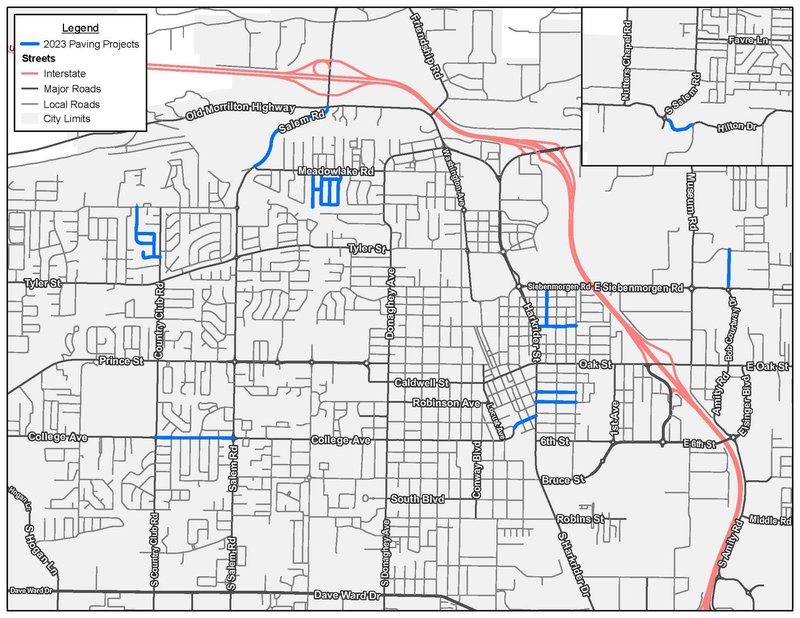 Spring 2023 Asphalt Overlay Project Map