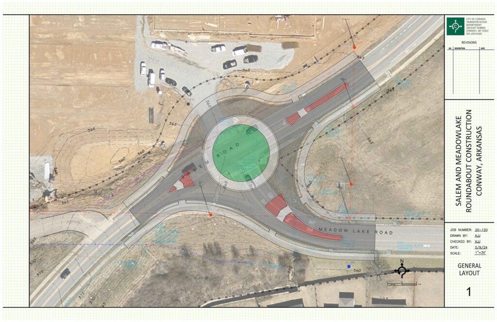 General layout for the roundabout at Salem Rd and Meadowlake Rd