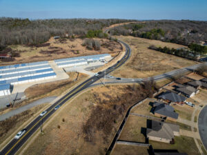 Aerial photo of the intersection of Salem Rd and Meadowlake Rd in Conway, Arkansas