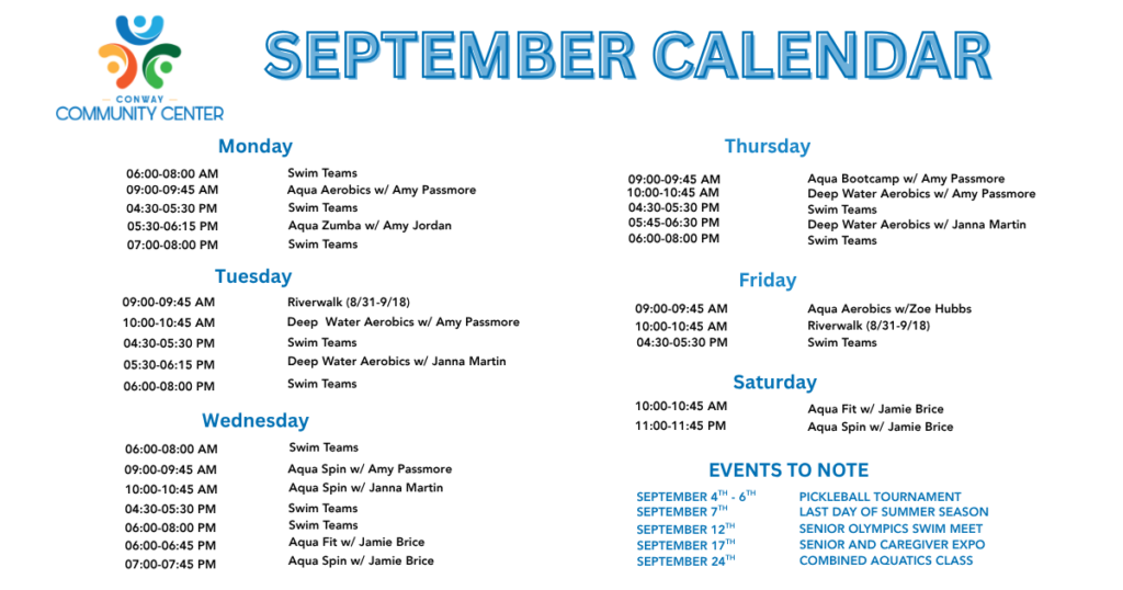 Conway Community Center - September Calendar